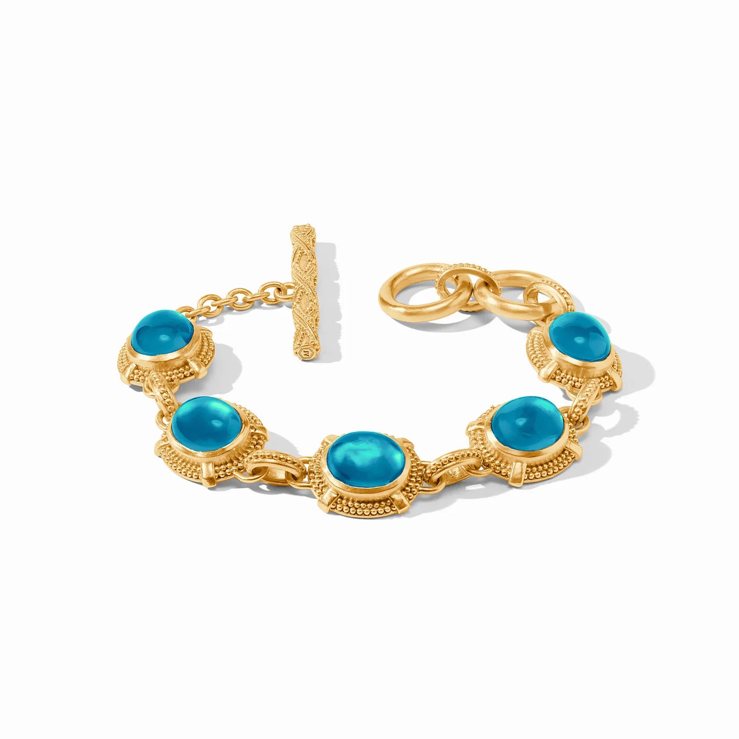 Gold Cabochon Bracelet with London Blue Stones