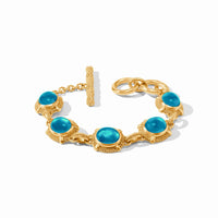 Gold Cabochon Bracelet with London Blue Stones