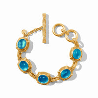 Gold Cabochon Bracelet with London Blue Stones