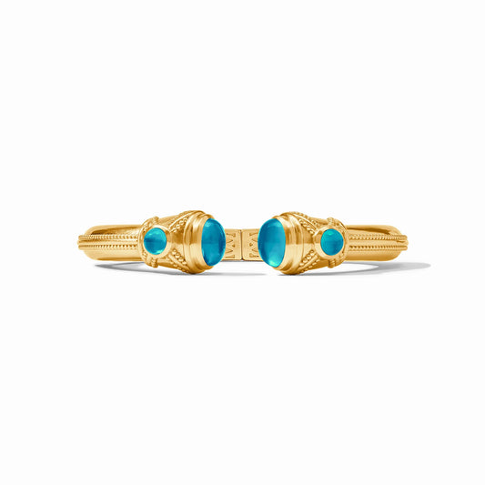 Gold Cabochon Demi Cuff with London Blue Stones