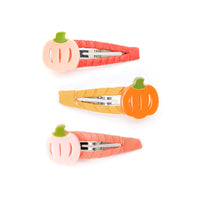 Lilies & Roses NY Pumpkin Trio Orange Pink Snap Clips