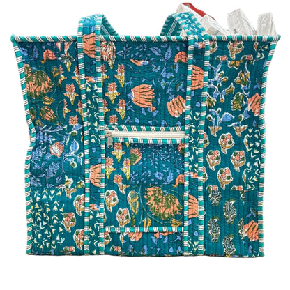 Zip Top Quilted Tote