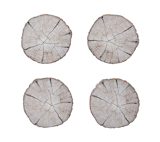 Birch Coasters in Ivory & Natural, Set of 4 in a Gift Box