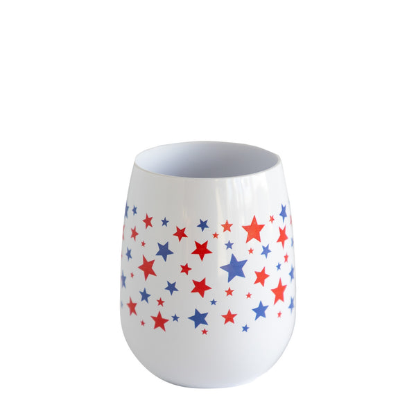 Star Spangled Stemless Wine Glass - White - 12oz