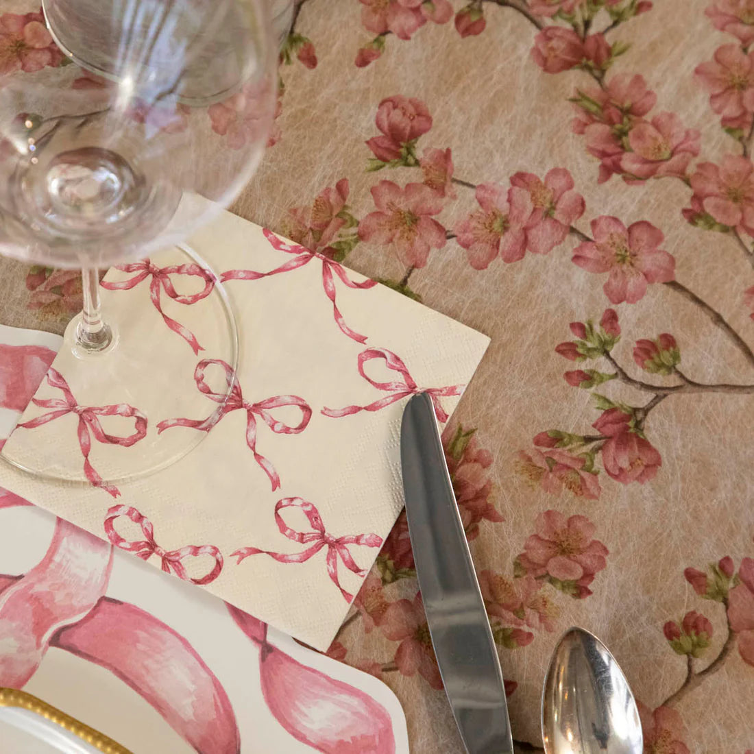 Pink Bow Lattice Napkins
