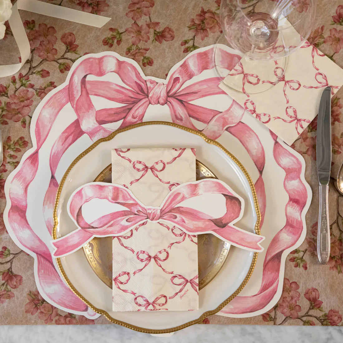 Pink Bow Lattice Napkins
