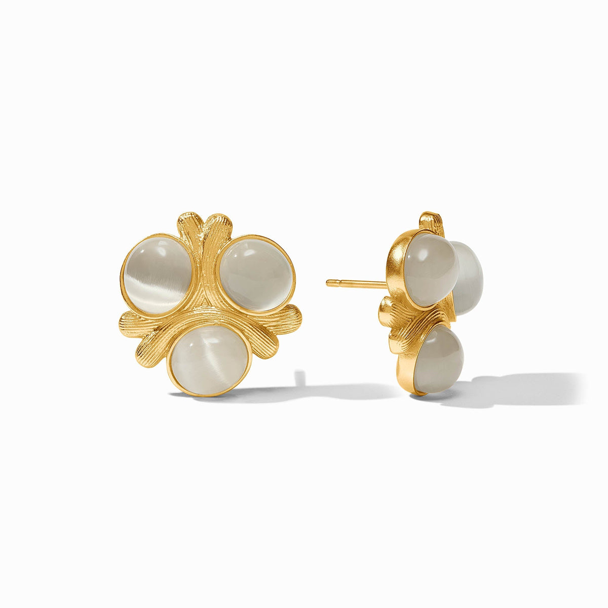 Julie Vos Cobblestone Statement Stud, Ivory Cat's Eye
