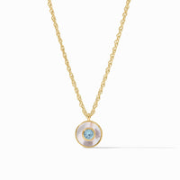 Julie Vos Colette Circle Delicate Necklace, Chalcedony Blue