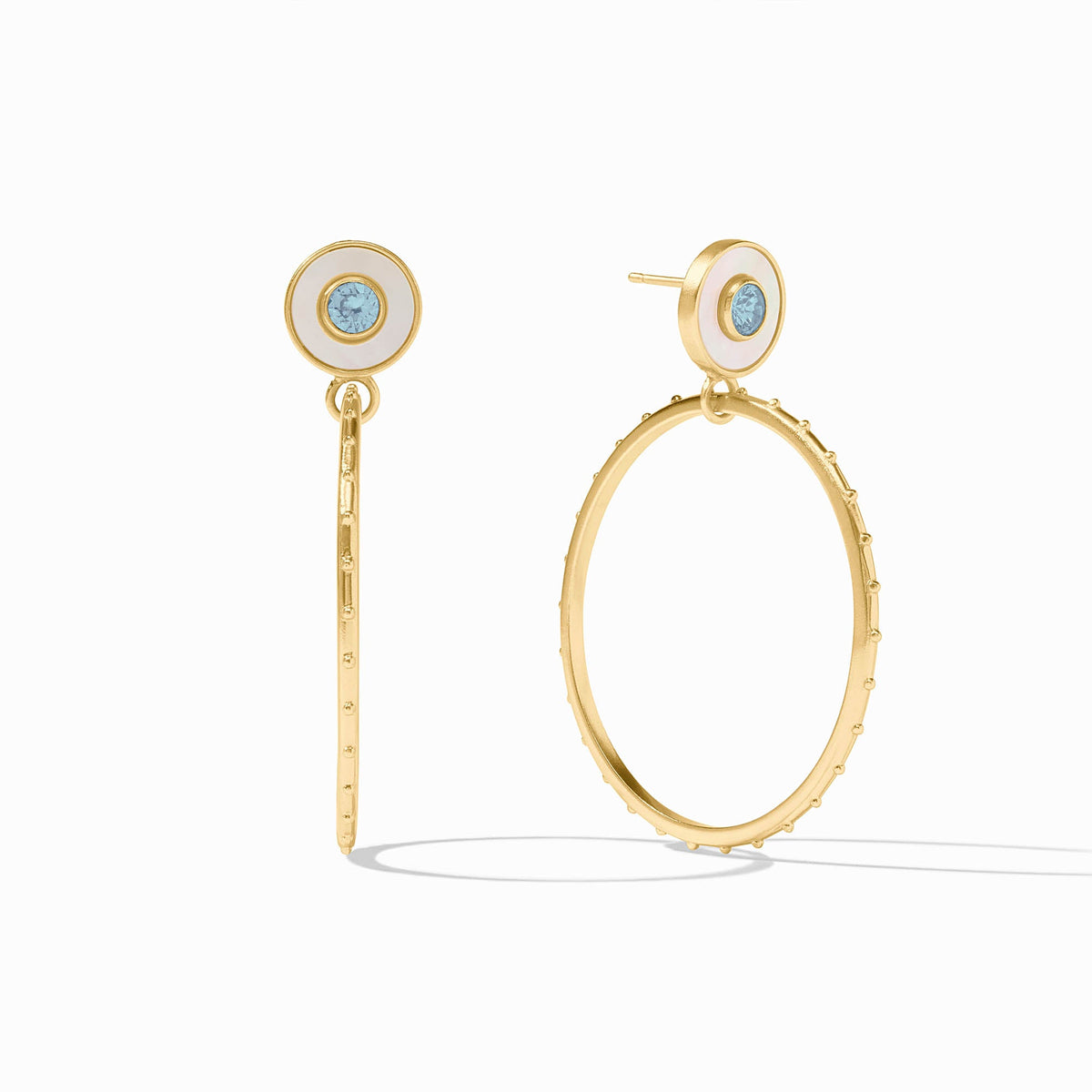 Julie Vos Colette Circle Earring, Chalcedony Blue