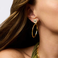 Julie Vos Colette Circle Earring, Chalcedony Blue