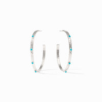 Julie Vos Sterling Crescent Stone Hoop, Turquoise Blue