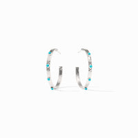 Julie Vos Sterling Crescent Stone Hoop, Turquoise Blue