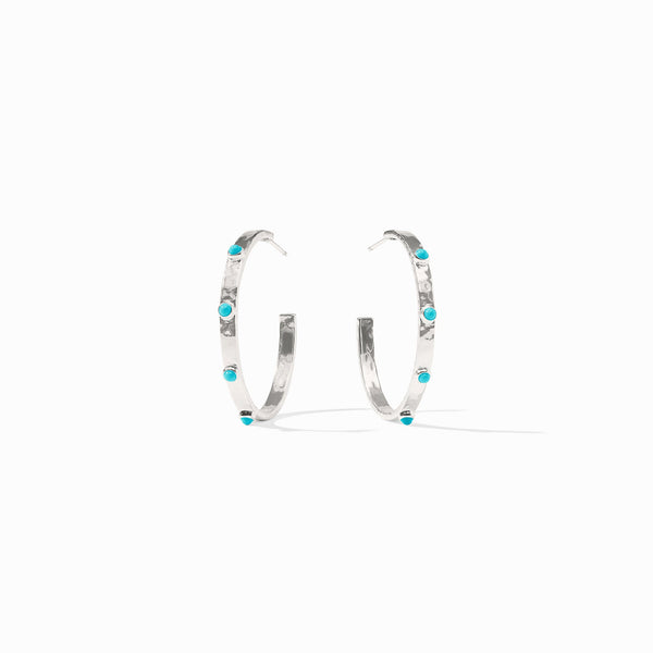 Sterling Crescent Stone Hoop