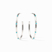 Julie Vos Sterling Crescent Stone Hoop, Turquoise Blue