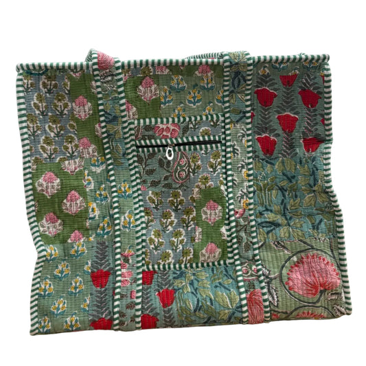 Zip Top Patchwork Tote