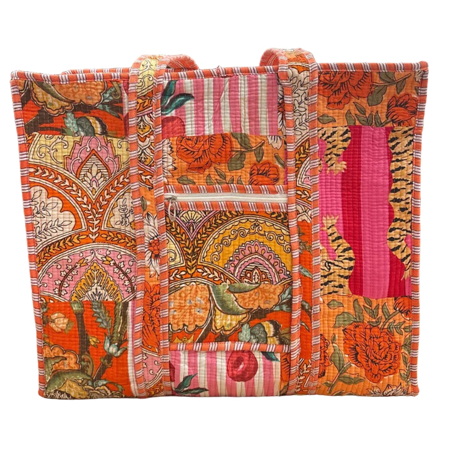 Zip Top Patchwork Tote