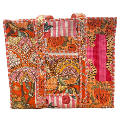 Zip Top Patchwork Tote