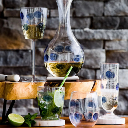 Drop Blue Stemless Wine Glass