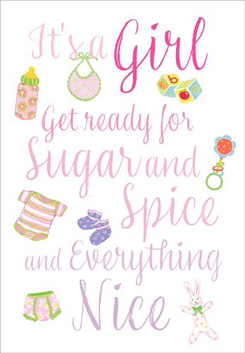 Sugar and Spice - New Baby Girl Card