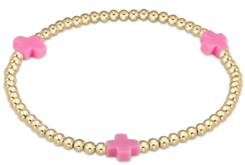 eGirl Color Signature Cross 3mm Gold Bead Bracelet