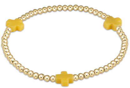 eGirl Color Signature Cross 3mm Gold Bead Bracelet