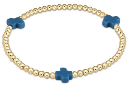 eGirl Color Signature Cross 3mm Gold Bead Bracelet