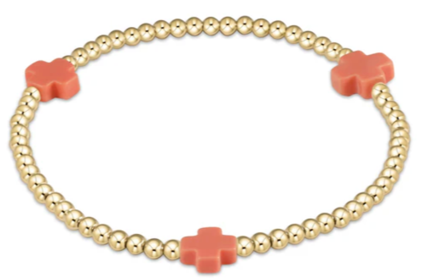 eGirl Color Signature Cross 3mm Gold Bead Bracelet