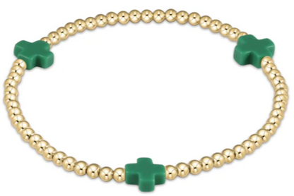 eGirl Color Signature Cross 3mm Gold Bead Bracelet