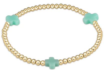 eGirl Color Signature Cross 3mm Gold Bead Bracelet