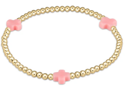 eGirl Color Signature Cross 3mm Gold Bead Bracelet