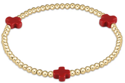 eGirl Color Signature Cross 3mm Gold Bead Bracelet