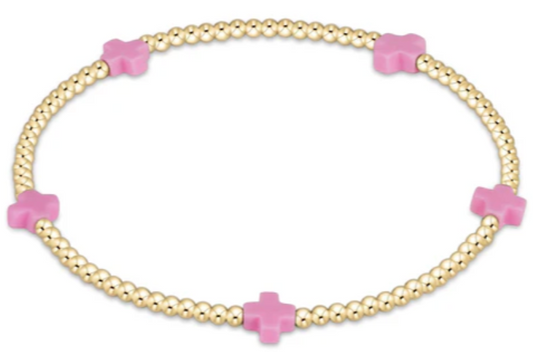 eGirl Color Signature Cross 2mm Gold Bead Bracelet