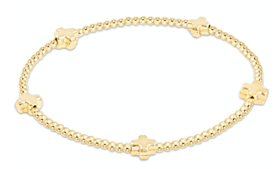 eGirl Gold Signature Cross Bead Bracelet