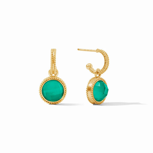 Fleur-de-Lis Stone Hoop and Charm Earring