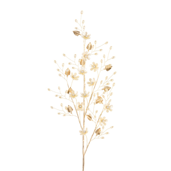 28" Gold and Pearl Floral Spray