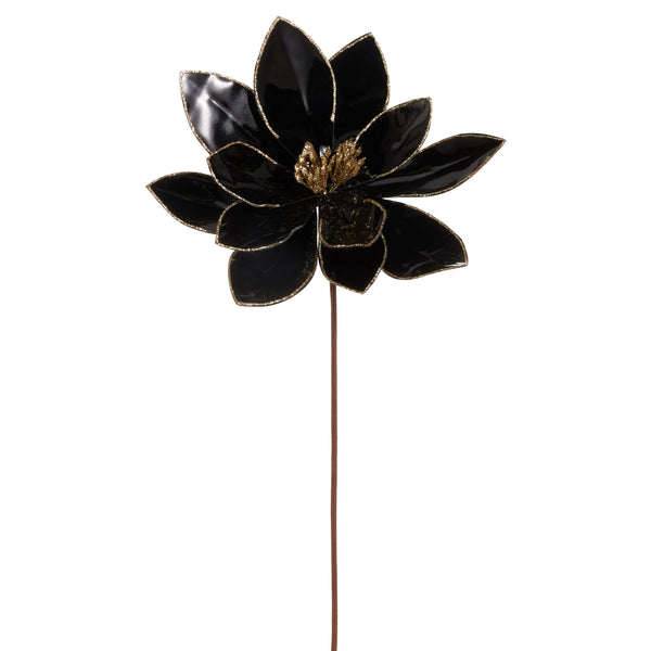 21" Black Metallic Poinsettia Stem