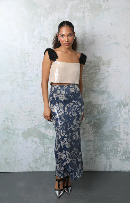 Flora Navy Floral Skirt
