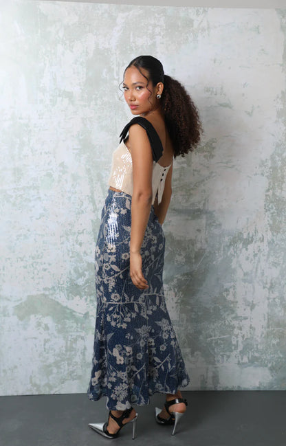 Flora Navy Floral Skirt