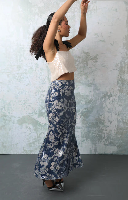 Flora Navy Floral Skirt
