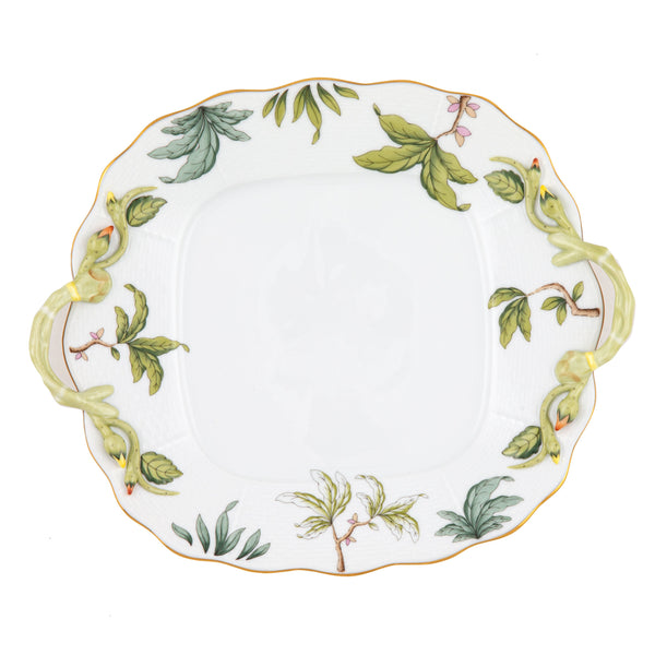 Foret Garland Square Cake Plate with Handles