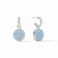 Fleur-de-Lis Stone Hoop and Charm Earring