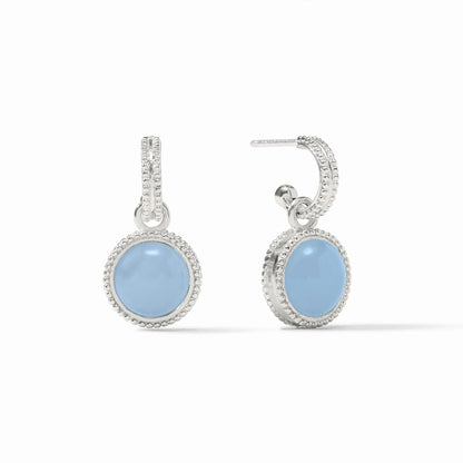 Fleur-de-Lis Stone Hoop and Charm Earring