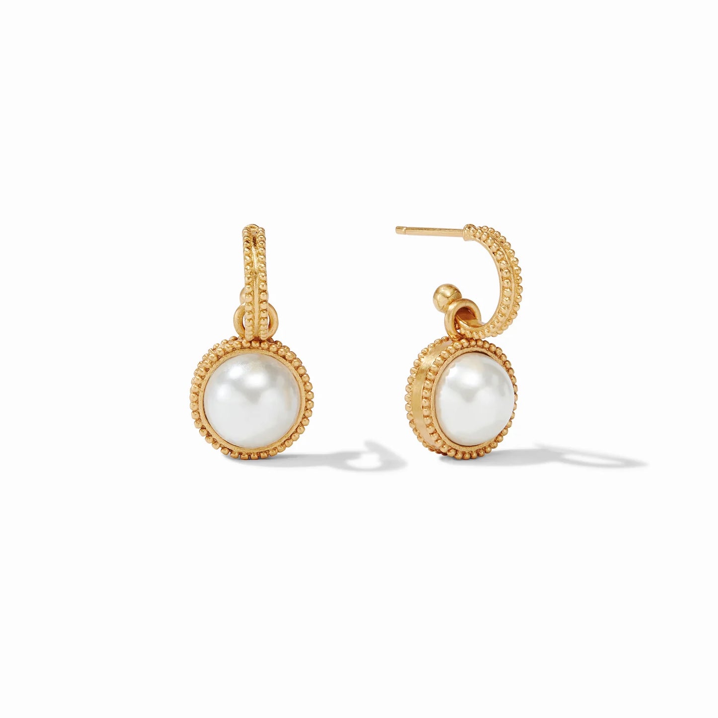 Fleur-de-Lis Stone Hoop and Charm Earring