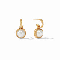 Fleur-de-Lis Stone Hoop and Charm Earring
