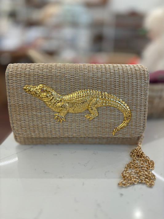 Straw Ruby Clutch - Gator