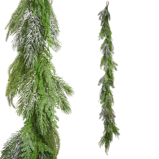 6' Iced Mixed Greenery Garland