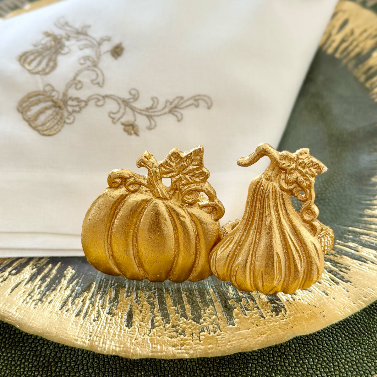 Gilded Gourds Napkin Ring Gift Set