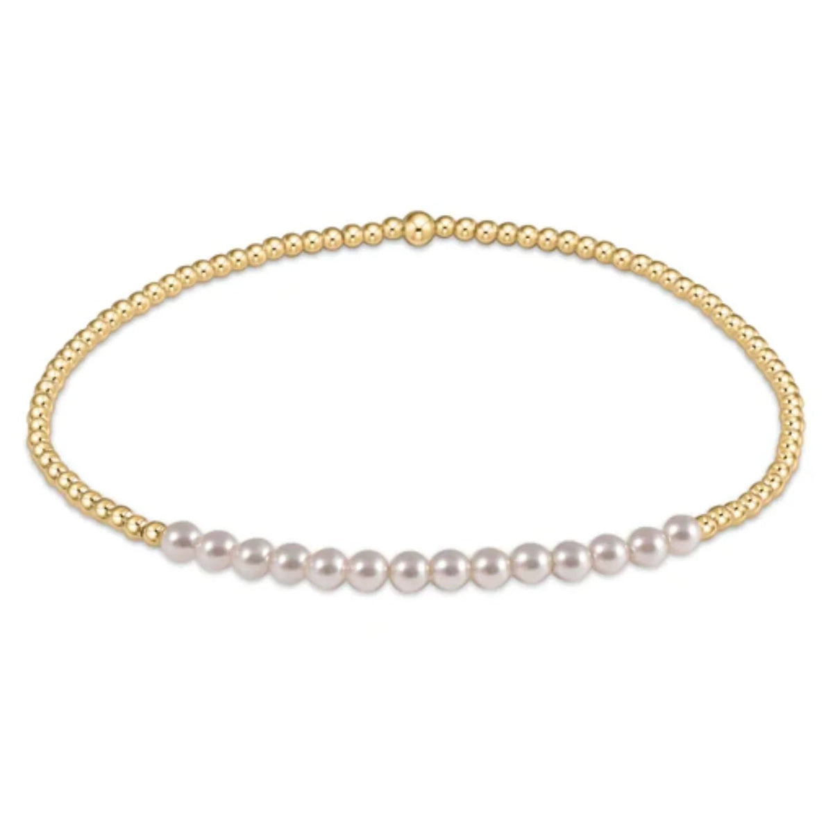 Gold Bliss 2mm Bead Bracelet - Pearl