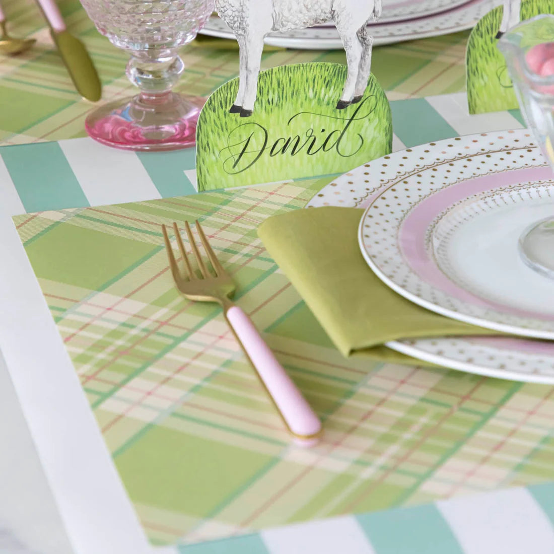 Bright Green Plaid Placemat