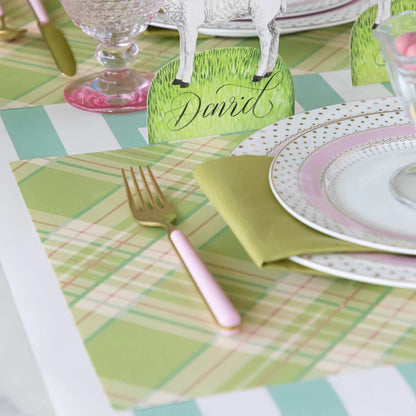 Bright Green Plaid Placemat